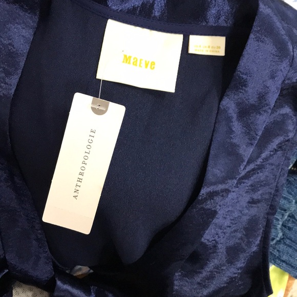 Anthropologie Maeve Navy blue blouse tie front - Picture 6 of 6